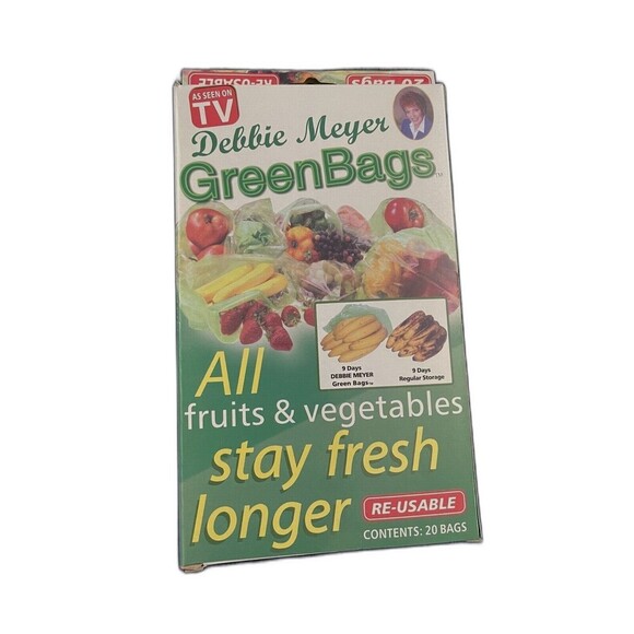 Debbie Meyer Generic Green Bags Keep Fresh 20 Reusable Bags 10Med 10Lg Save $$$ - Picture 2 of 7